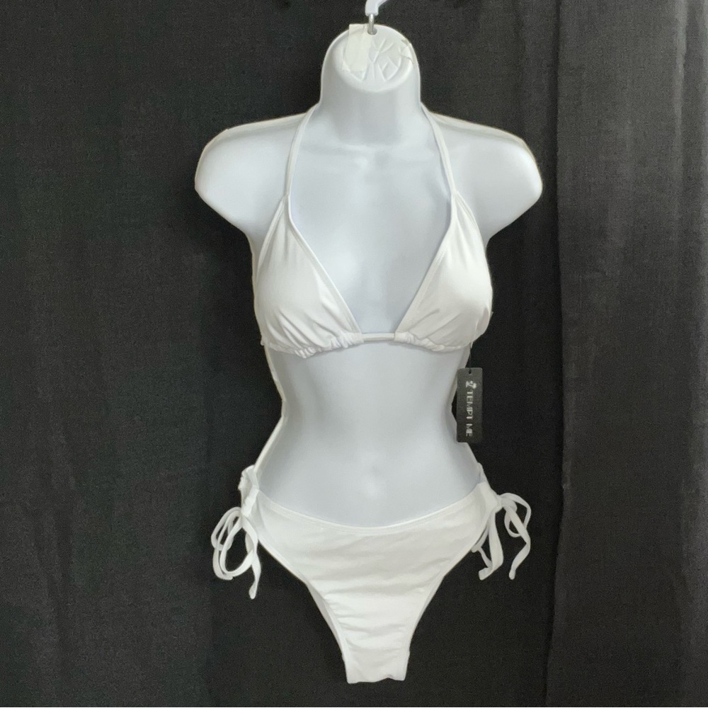 Tempt me ladies white halter, push-up swimwear by tempt me size small (NWT)